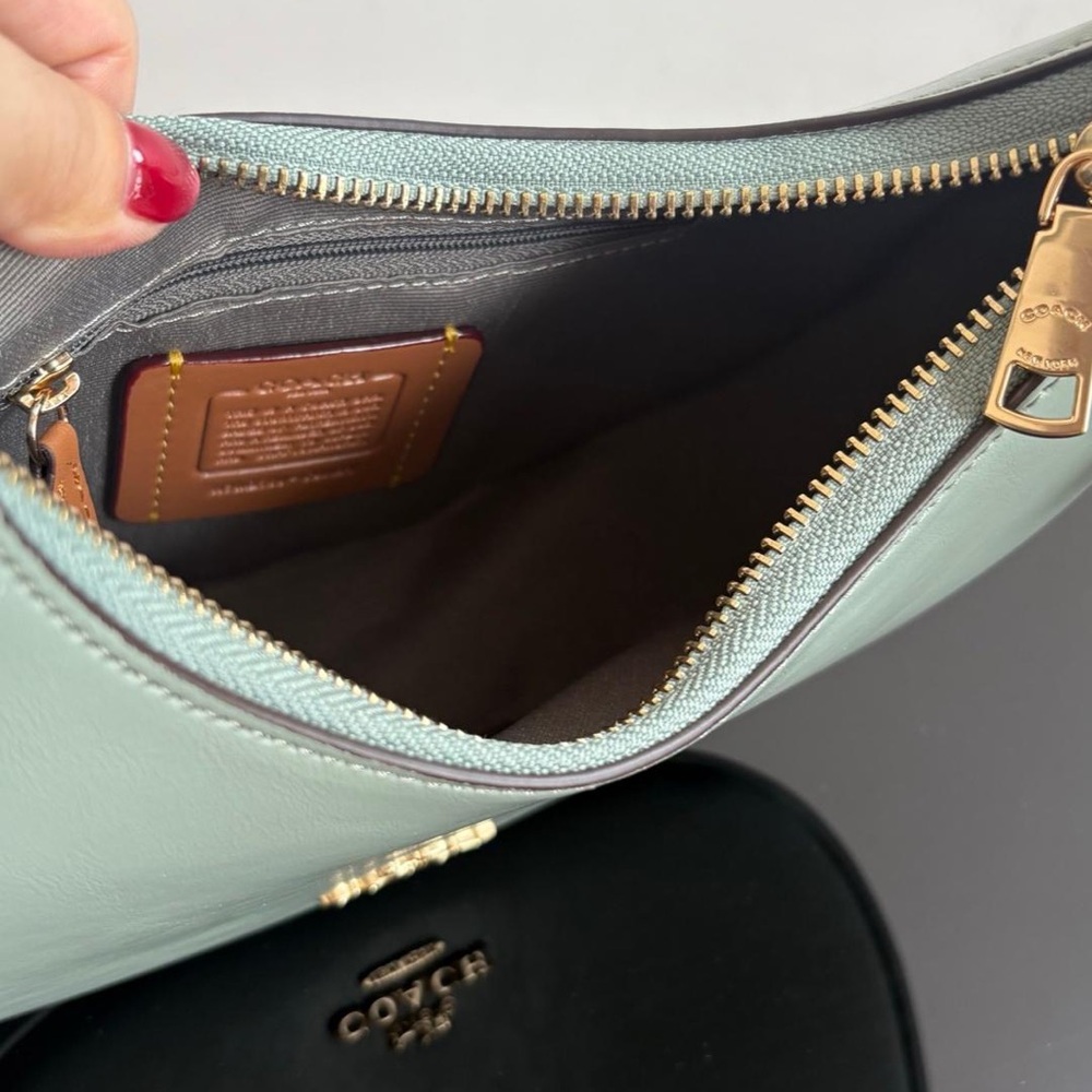 Coach Mint Green Leather Crescent Hobo Bag with Gold Hardware - Picture 7 of 9